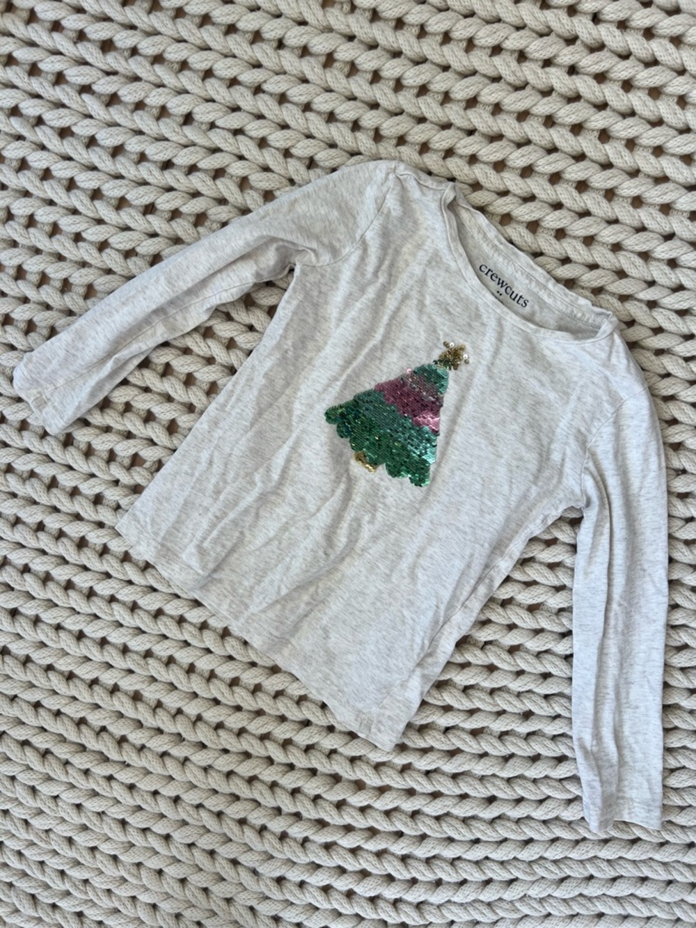 J. Crew Crewcuts XS (4-5) Long-Sleeve Top with Sequin Christmas tree